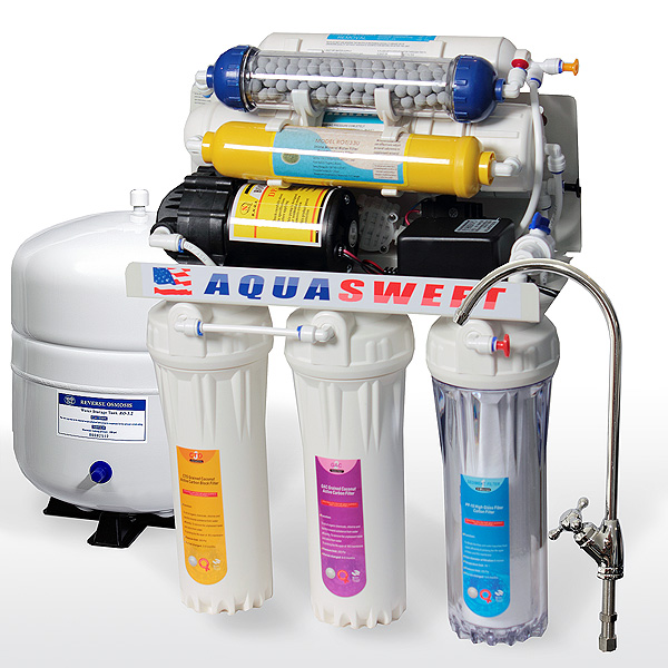 7-pakāpju filtrs dzeramajam ūdenim RO-14MB ar augstspiediena sūkni, mineralizator un bio