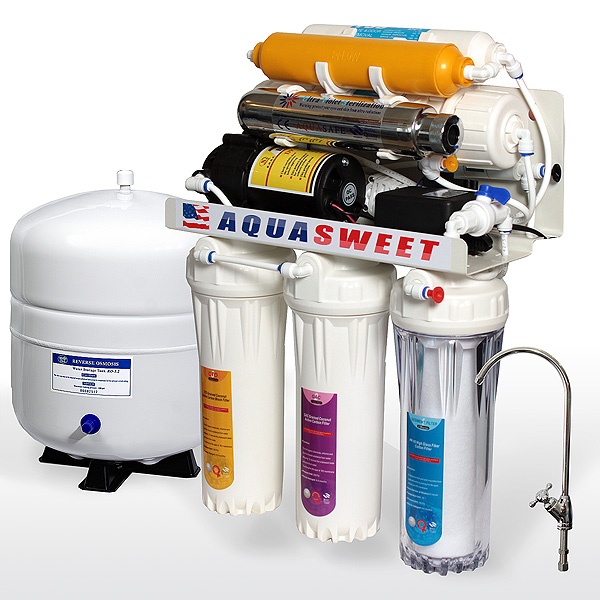 7-pakāpju filtrs dzeramajam ūdenim RO-14UVM ar augstspiediena sūkni, ultravioletās un mineralizatoriu